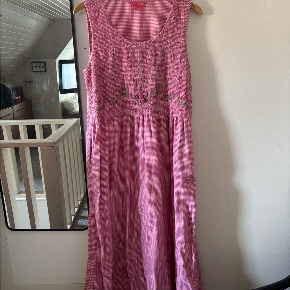 April Cornell Shirred Gingham Midi Dress